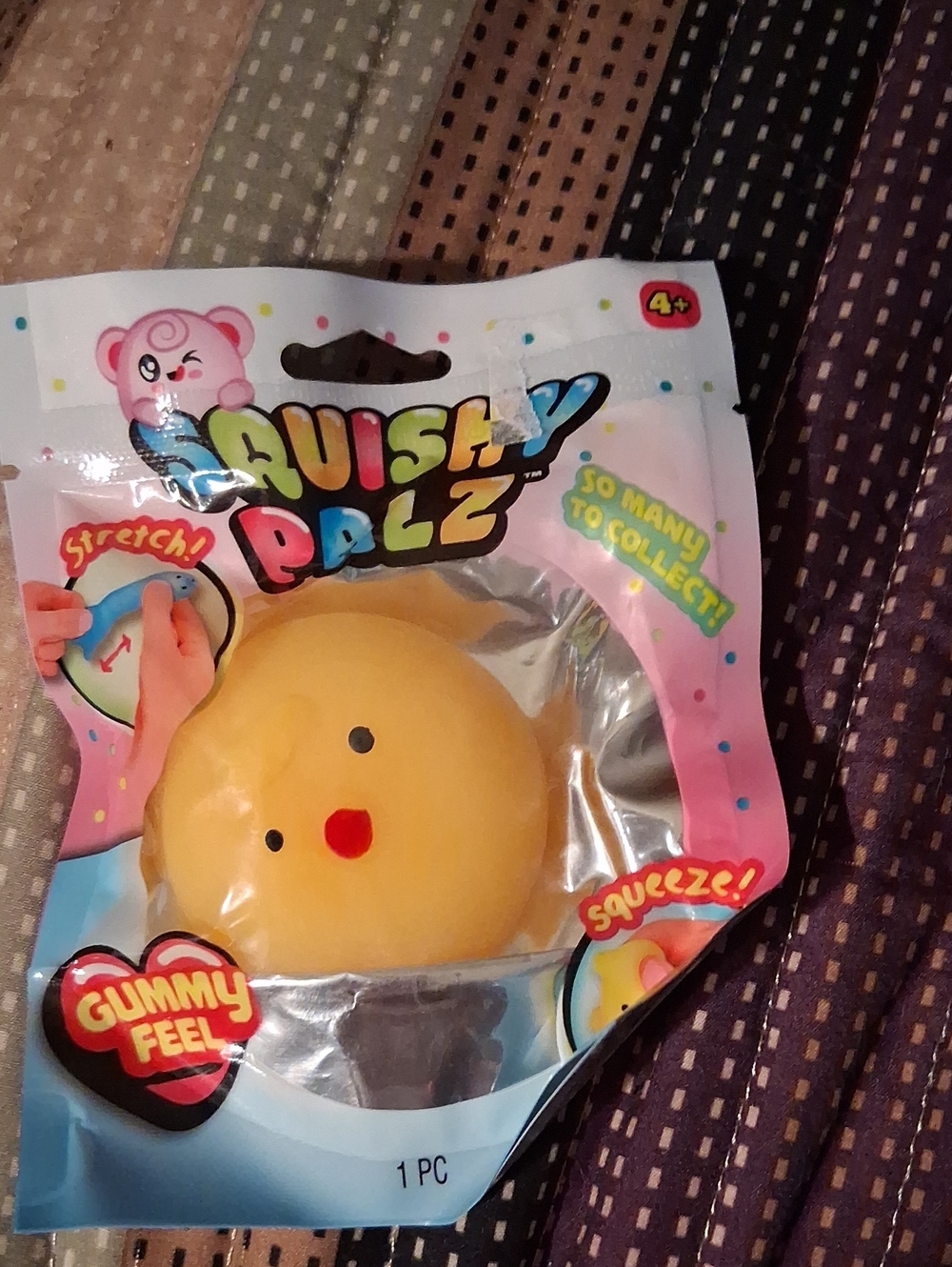 Yellow Gummy-Feel Plush Squeeze Toy